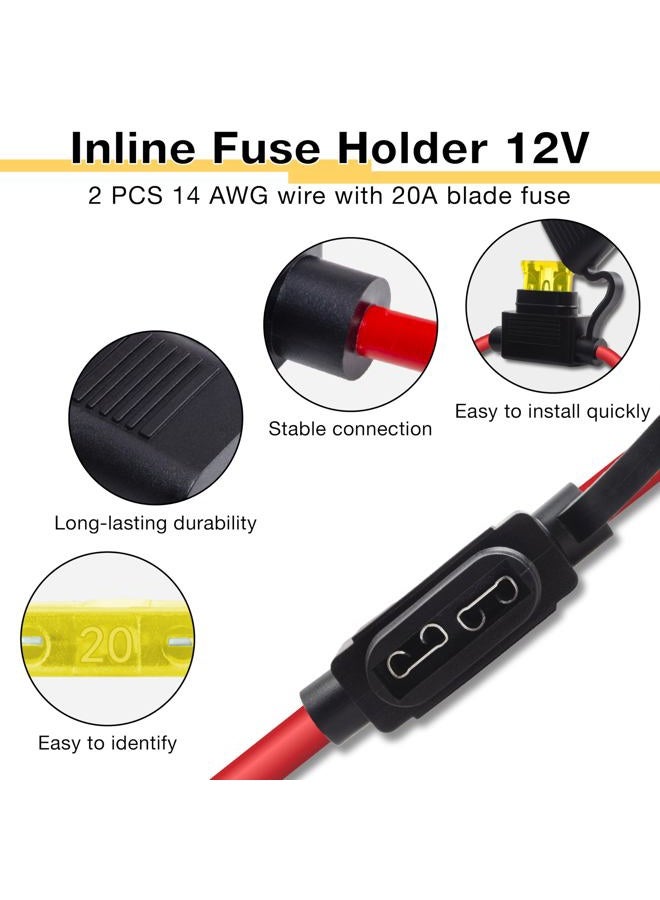 ecocstm 2 PCS Inline Fuse Holders 12V, 14 AWG Gauge Inline Fuse, Waterproof Fuse Holder with 20A ATC/ATO Standard Blade Fuses for Automotive, Marine, Golf Cart Lighting, Electrical Circuits - Image 4