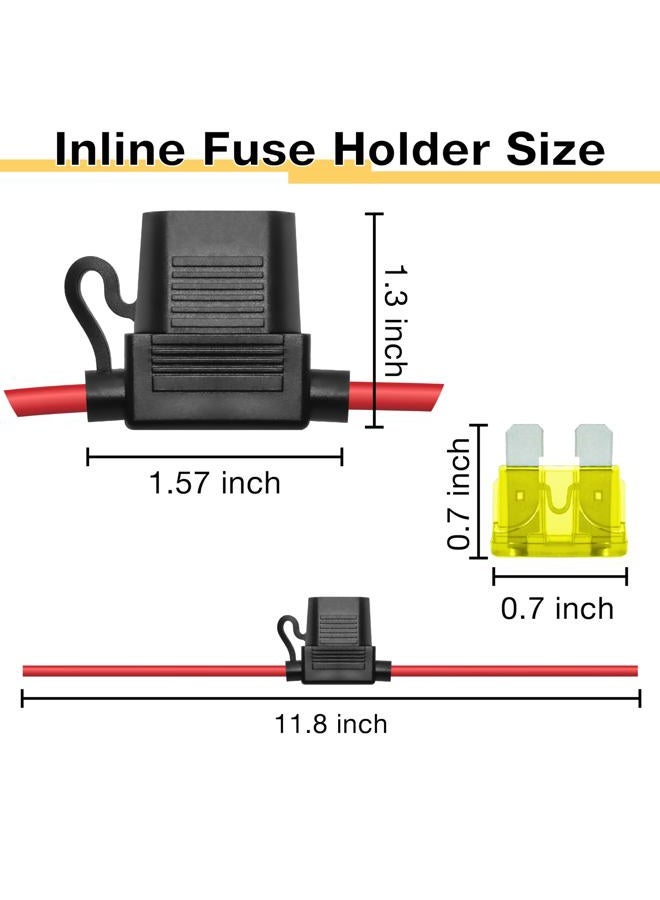 ecocstm 2 PCS Inline Fuse Holders 12V, 14 AWG Gauge Inline Fuse, Waterproof Fuse Holder with 20A ATC/ATO Standard Blade Fuses for Automotive, Marine, Golf Cart Lighting, Electrical Circuits - Image 2