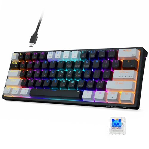 AULA 60 Percent Wired Mechanical Gaming Keyboard, 29 RGB Backlit Custom Hot Swappable Keyboards, Blue Switch 60% Mini Small Compact Design for PC/Mac/Laptop/Wins(Wired Version) - Image 1