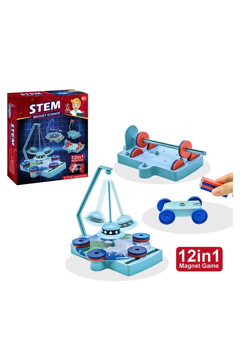 STEM 12 in 1 Magnet Science,Science and Physics home chemical lab Educational Game for kids and It is an educational game that helps focus, creativity,Children's DIY 6+ Years - Image 1