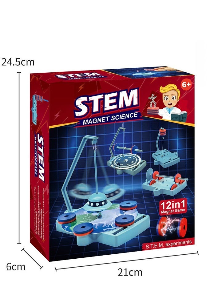 STEM 12 in 1 Magnet Science,Science and Physics home chemical lab Educational Game for kids and It is an educational game that helps focus, creativity,Children's DIY 6+ Years - Image 4