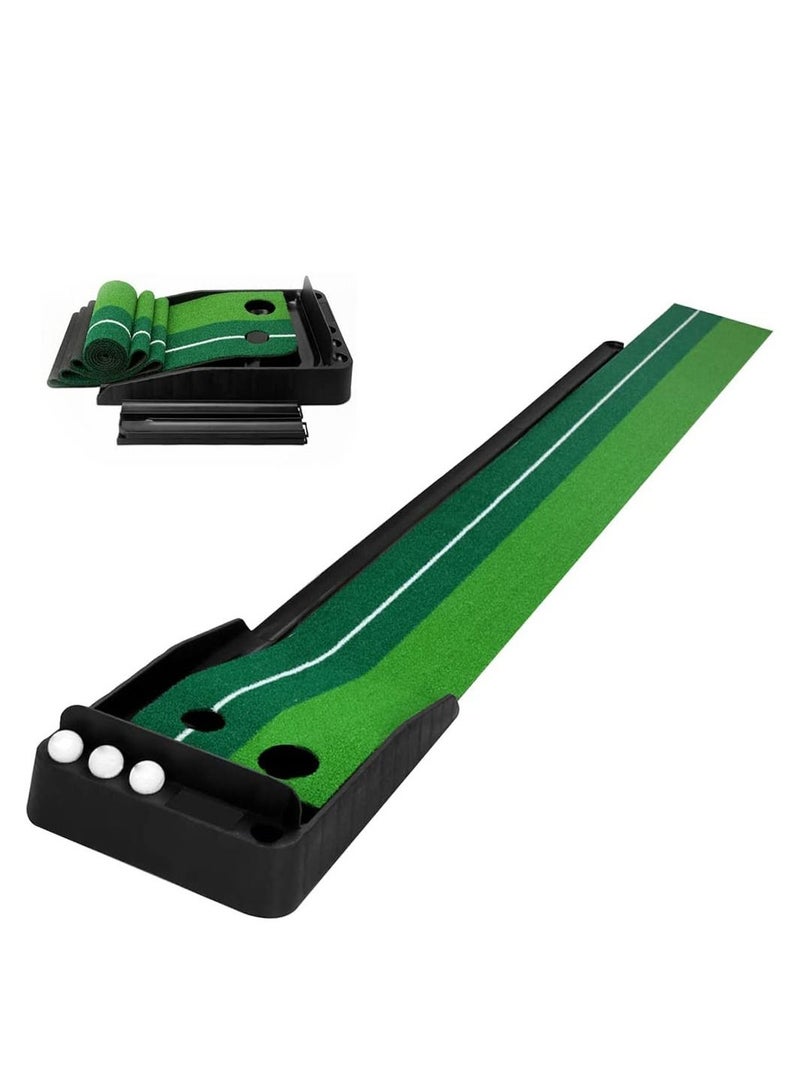 Generic Golf Putting Green Mat with Baffle Plate and Ball Return Indoor or Outdoor Golf Training Aid Mat Golf Practice Putting Green - Image 1