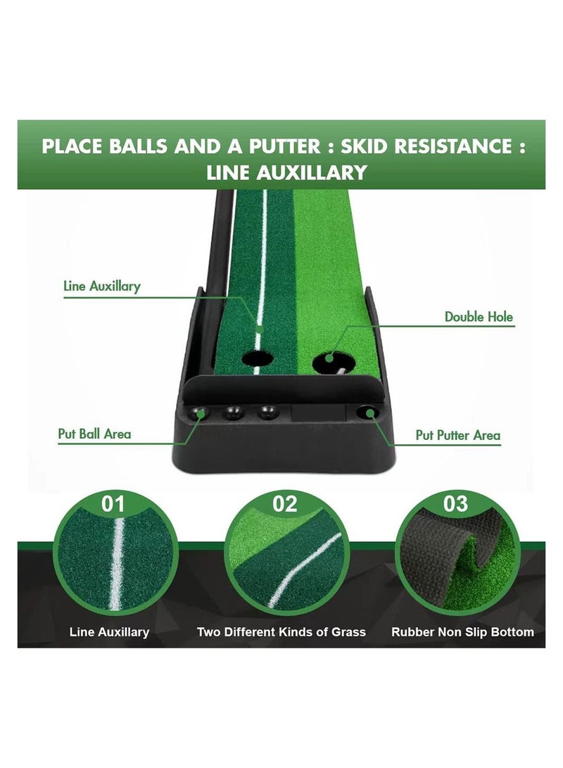 Generic Golf Putting Green Mat with Baffle Plate and Ball Return Indoor or Outdoor Golf Training Aid Mat Golf Practice Putting Green - Image 4