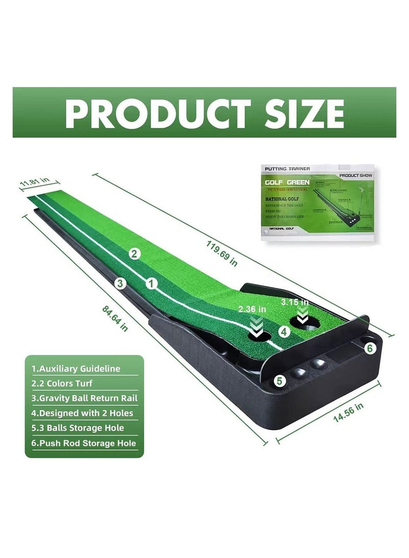 Generic Golf Putting Green Mat with Baffle Plate and Ball Return Indoor or Outdoor Golf Training Aid Mat Golf Practice Putting Green - Image 2