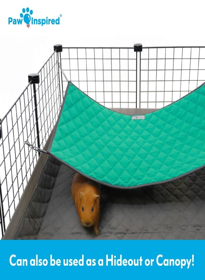 Paw Inspired Hanging Fleece Hammock for Ferrets, Rats, Chinchillas, Sugar Gliders, Cats, Small Pets | Hideout Toy for Guinea Pigs, Hamsters | Swivel Clips for Small Animal Cages (Gray/Green) - Image 5