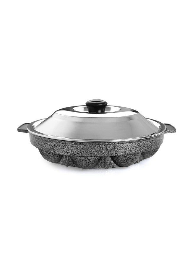 Duodeno Stainless Steel Appam Pan with Lid Non Stick Appachatty with Lid Stainless Steel, Scratch Resistant, 2.6mm Red - Image 4