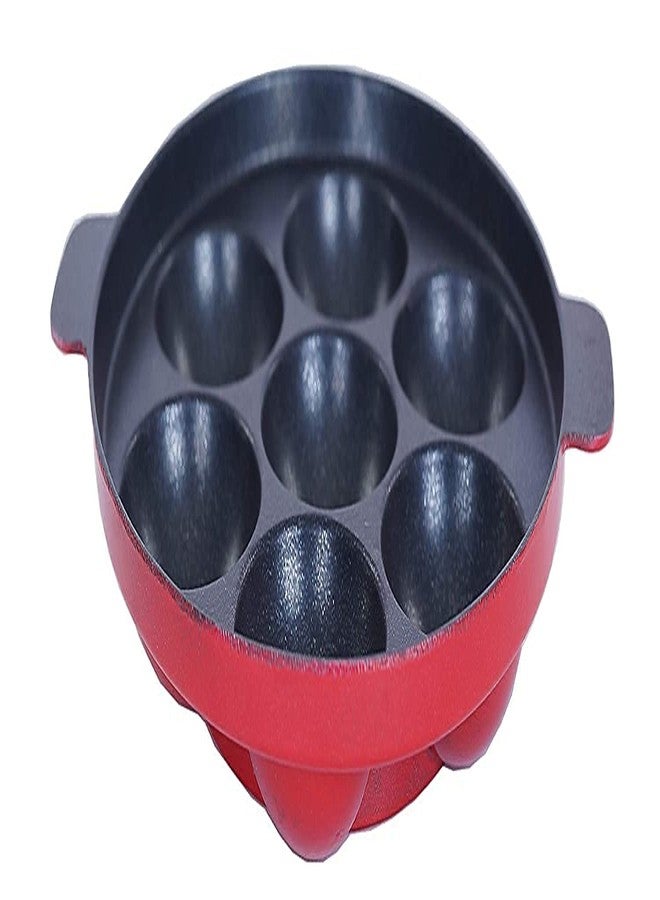 Duodeno Stainless Steel Appam Pan with Lid Non Stick Appachatty with Lid Stainless Steel, Scratch Resistant, 2.6mm Red - Image 2