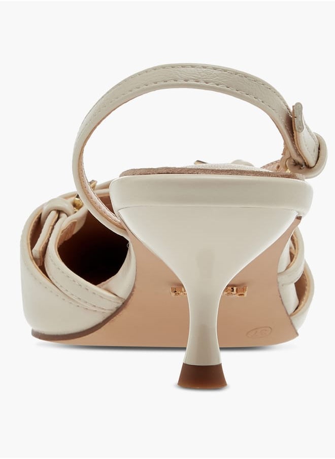 Women's Cross Strap Slingback Shoes with Buckle Closure and Kitten Heels