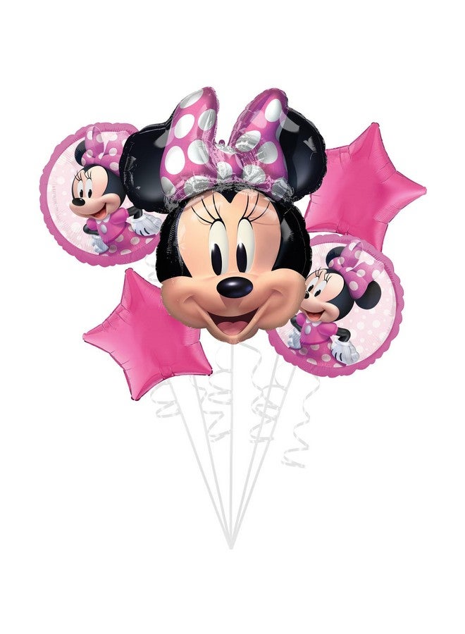 Amscan Minnie Mouse Forever Foil Balloon Bouquet, 5pc - Image 1
