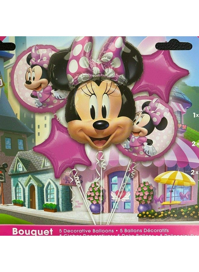 Amscan Minnie Mouse Forever Foil Balloon Bouquet, 5pc - Image 3