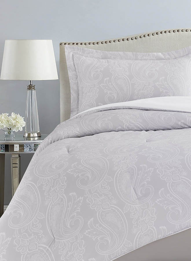 In-House Tulip | Microfiber Comforter Set 4 Pieces - Queen - 240x190 cm - Grey  - Image 3