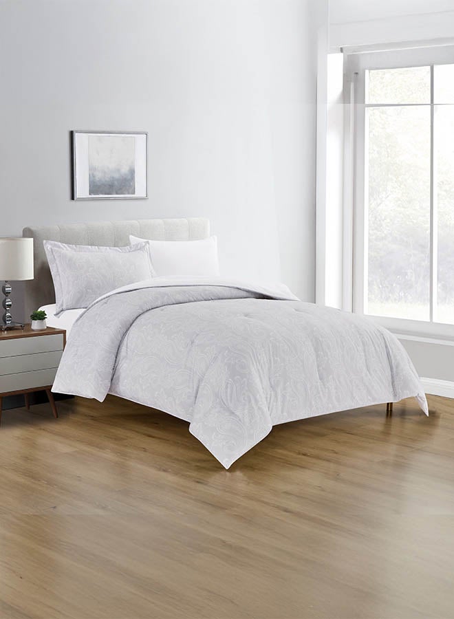In-House Tulip | Microfiber Comforter Set 4 Pieces - Queen - 240x190 cm - Grey  - Image 1