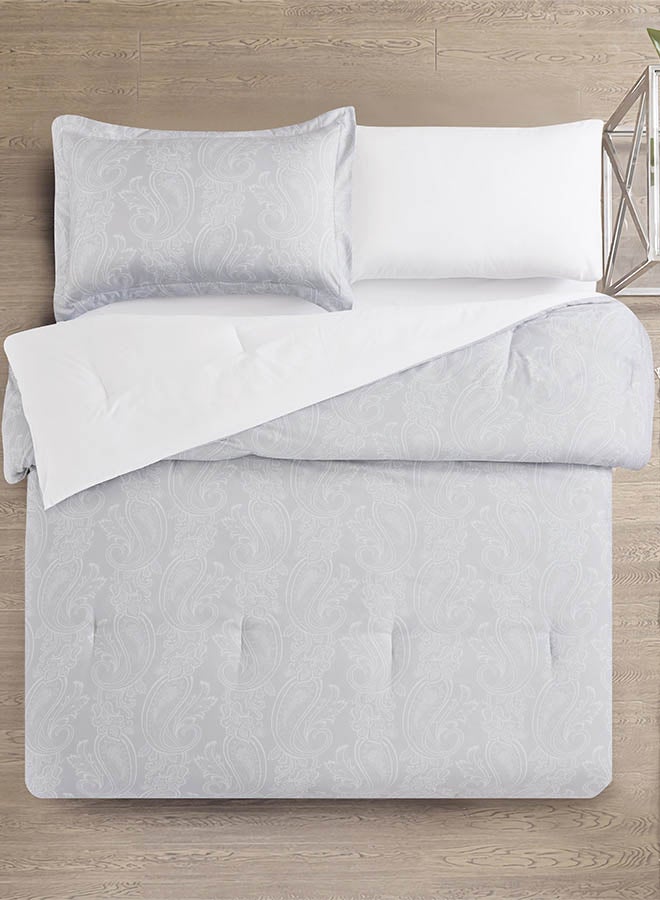 In-House Tulip | Microfiber Comforter Set 4 Pieces - Queen - 240x190 cm - Grey  - Image 2