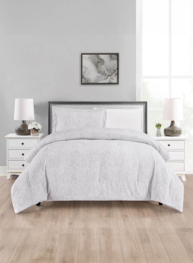 In-House Tulip | Microfiber Comforter Set 4 Pieces - Queen - 240x190 cm - Grey  - Image 5