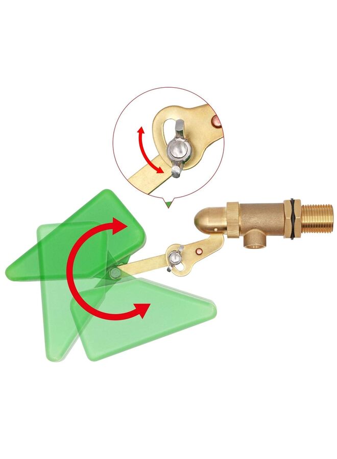 صمام نحاسي بحجم 1/2 بوصة مع عوامة بلاستيكية صمام المياه العائم مع ذراع قابل للتعديل صمام كرة تعبئة تلقائي لخزان المياه والنوافير ومشرب الماشية - Image 5