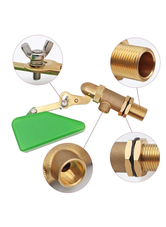 صمام نحاسي بحجم 1/2 بوصة مع عوامة بلاستيكية صمام المياه العائم مع ذراع قابل للتعديل صمام كرة تعبئة تلقائي لخزان المياه والنوافير ومشرب الماشية - Image 2