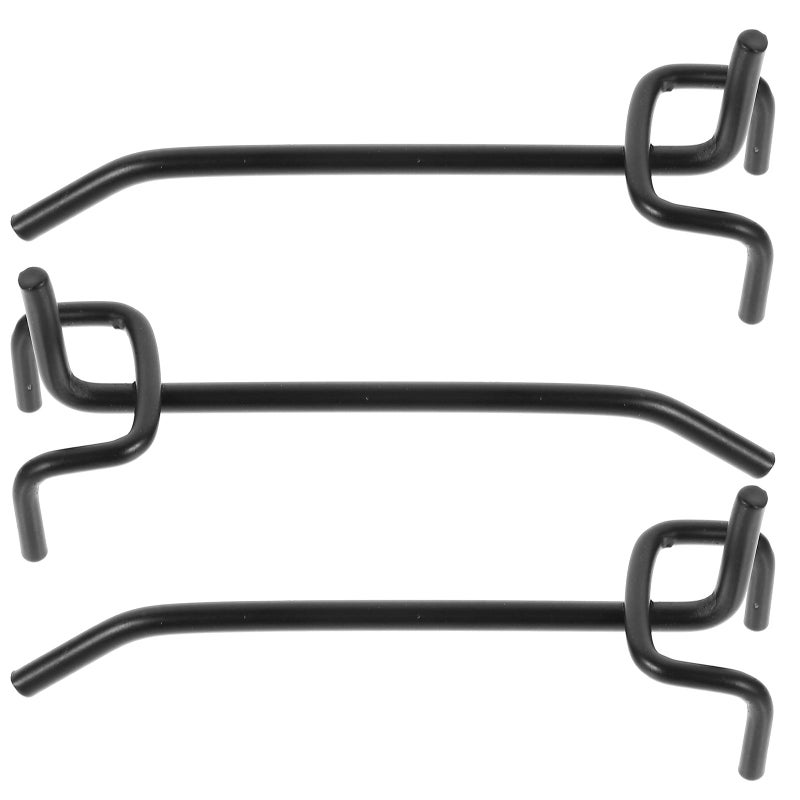Black Metal Pegboard Hooks 3Pcs 10Cm For 2.5 Inch Hole Spacing Garage Workshop Storage - Image 2