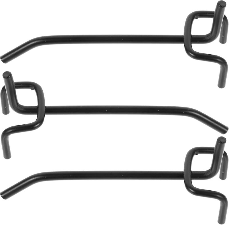 Black Metal Pegboard Hooks 3Pcs 10Cm For 2.5 Inch Hole Spacing Garage Workshop Storage - Image 1