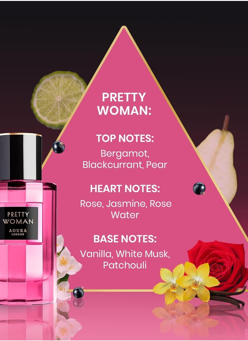 Aoura London Aoura London Eau de Parfum Bundle | 100ml x 3 | Includes Midnight Passion, Pretty Woman & Paradise Bliss | Long-Lasting Perfume Set with Floral, Sweet & Sensual Scents  - Image 2