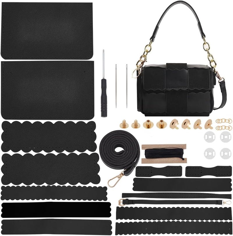 klarako DIY Purse Making Kits, PU Leather Crochet Handbag Making Kits DIY Made Crossbody Bag Material Making Set Shouler Bag Stitch Kits Making Supplies, Black - Image 3