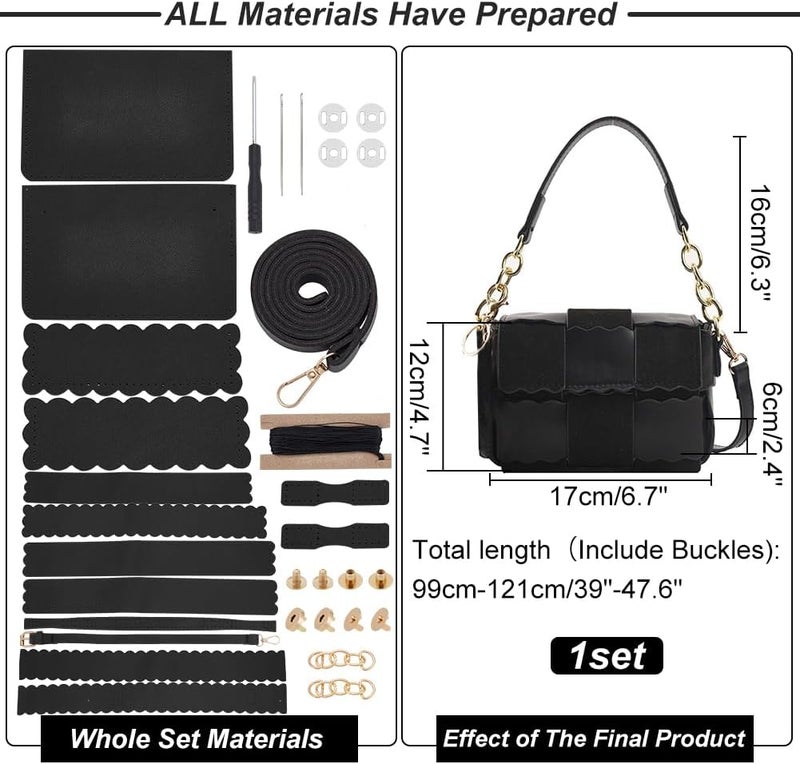 klarako DIY Purse Making Kits, PU Leather Crochet Handbag Making Kits DIY Made Crossbody Bag Material Making Set Shouler Bag Stitch Kits Making Supplies, Black - Image 2