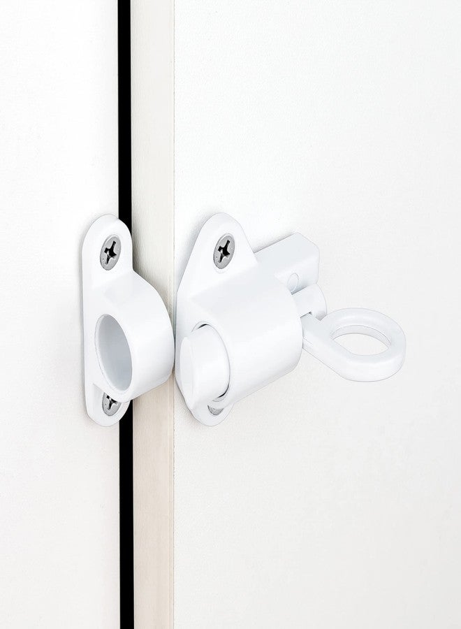 INIRET 2 Packs Self-Closing Latches，White Spring Door Lock，Resilient Bolt Latch Aluminum Alloy Safety Automatic Spring Barrel Door Lock with Screws，Used for Wooden Door，Wooden Window and Cabinet etc - Image 5