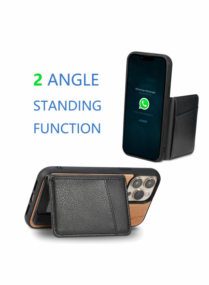Cell Phone Wallet Stick On for Phone Cases, 6 Credit Card Holder Flip Leather Pocket for Smart Cellphones (iPhone/Android/Samsung Galaxy) - Image 5
