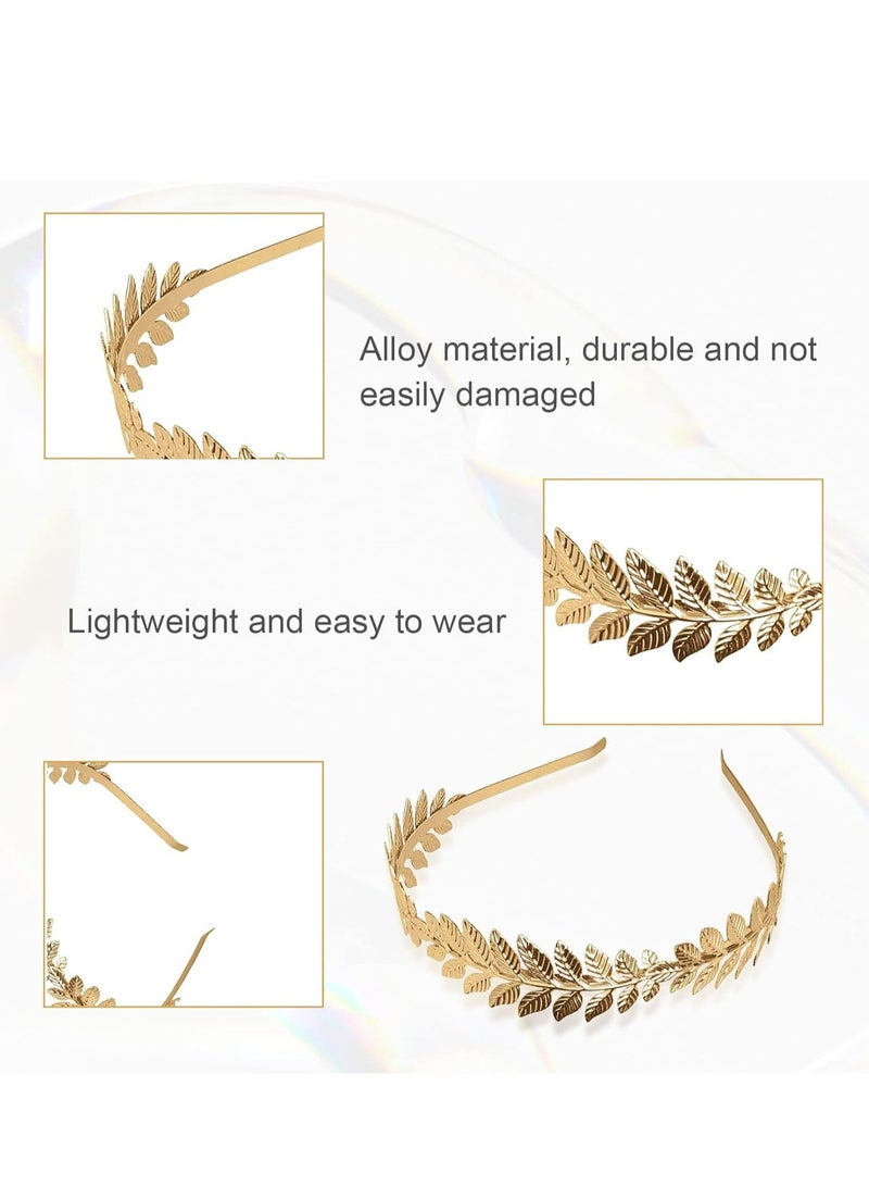 Loquat 3 Pcs Gold Laurel Leaf Headbands,  Bridal Headbands for Girls, Boho Hair Barrettes. (Gold) - Image 3