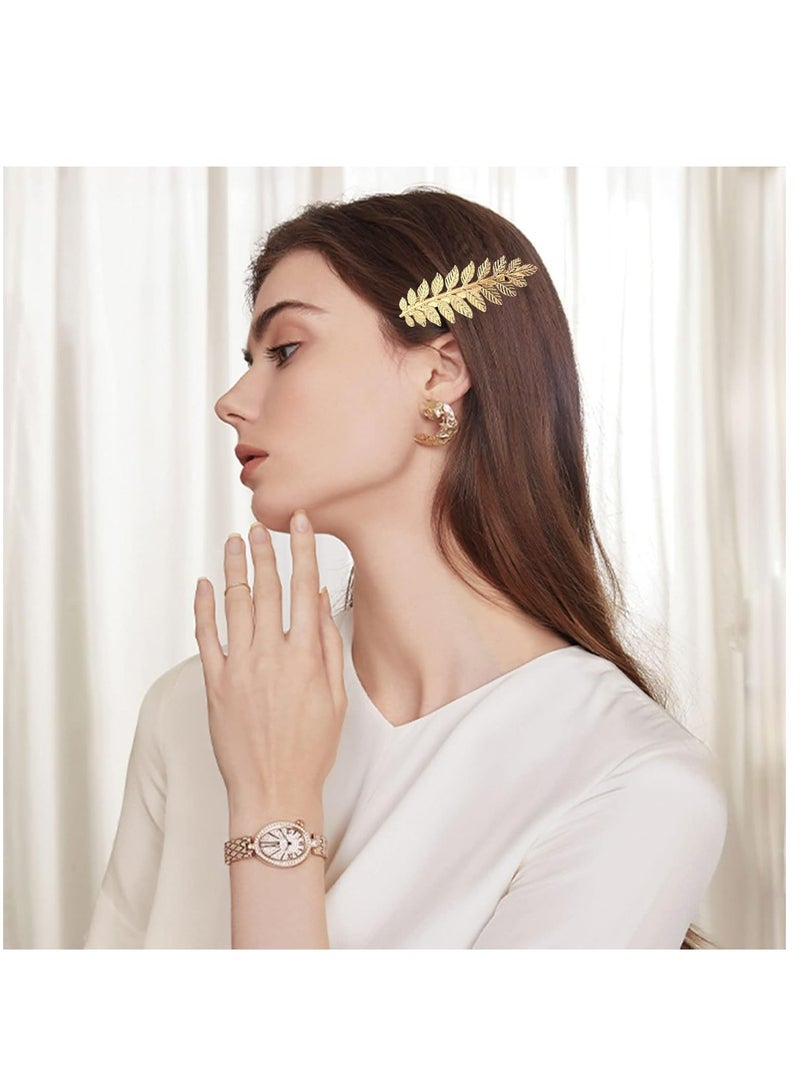 Loquat 3 Pcs Gold Laurel Leaf Headbands,  Bridal Headbands for Girls, Boho Hair Barrettes. (Gold) - Image 4