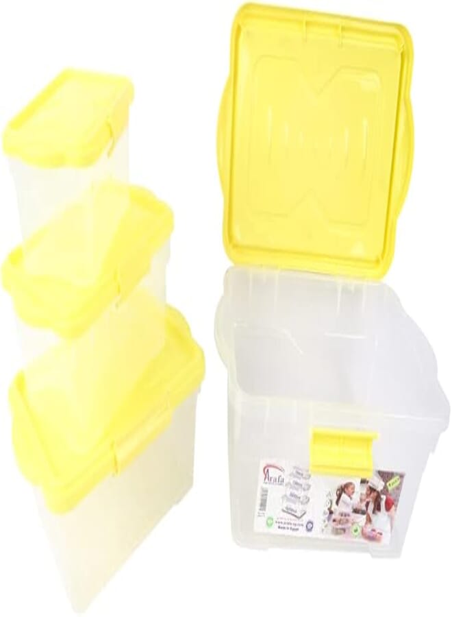 Plastic Rectangular Food Storage Box, 4 Pieces - Transparent