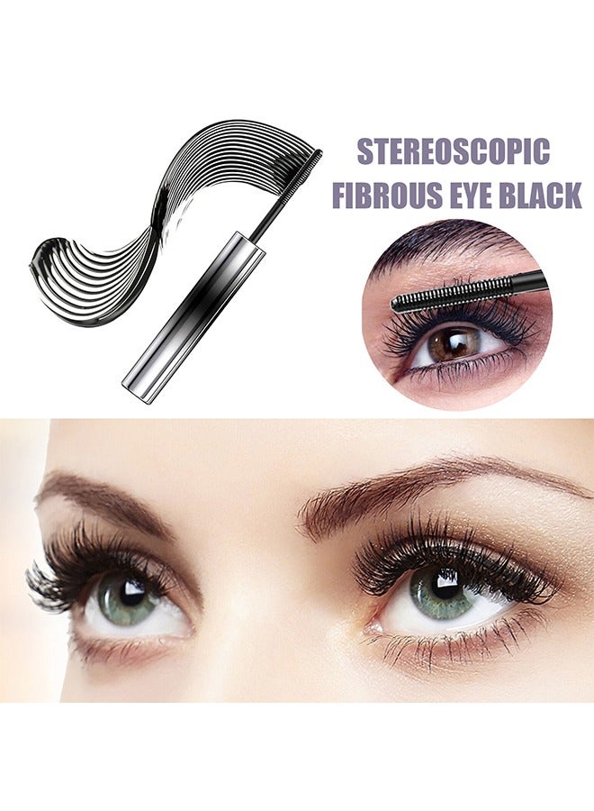 OUHOE Stereoscopic Fibrous Eye Black Mascara, Waterproof Mascara for Eyelashes, Stereoscopic Fibrous Black, Volume Lash Lengthening Mascara, Long-Lasting Lashes, Thick Curling Eyelash Mascara, 4g - Image 2