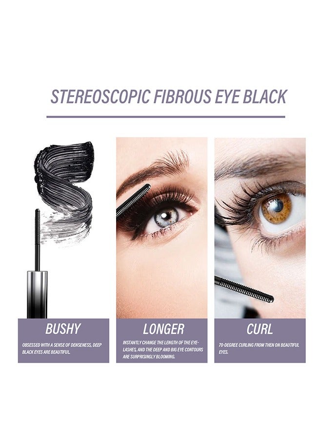 OUHOE Stereoscopic Fibrous Eye Black Mascara, Waterproof Mascara for Eyelashes, Stereoscopic Fibrous Black, Volume Lash Lengthening Mascara, Long-Lasting Lashes, Thick Curling Eyelash Mascara, 4g - Image 5