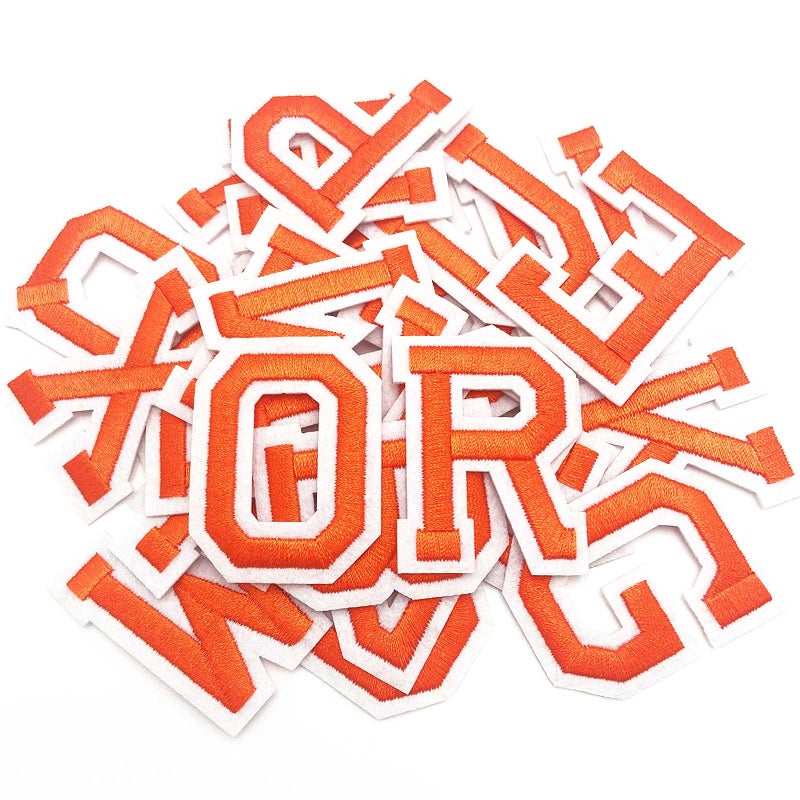 Jongdari Jongdari Iron on Letters 52 Pcs Alphabet Patches with Ironed Adhesive Decorate Repair Patches for Shirts Jackets Hats Jeans Shoes BagsOrange