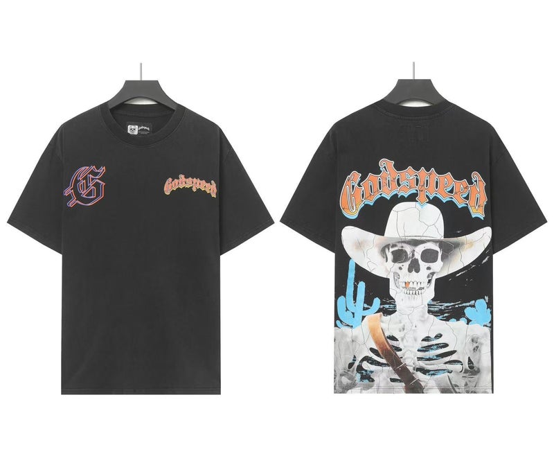 2025 US Tide Godspeed Cross-border American Rock Street Washing Retro Short-sleeved T-shirt 6008 wash water black 
