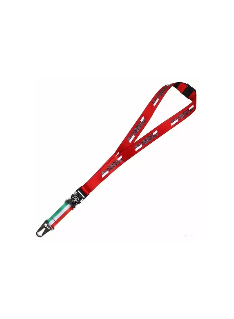 Scuderia Ferrari Red Printed Lanyard With Clip - Image 1