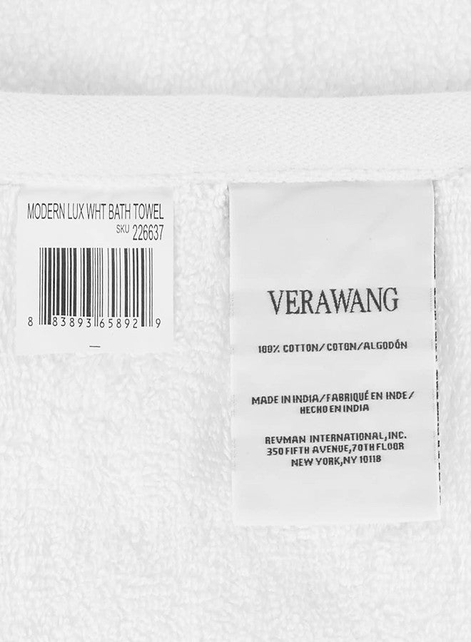 Vera Wang - Bath Towels, Highly Absorbent & Super Soft Bathroom Essentials, Oeko-Tex Certified (Modern Lux White, 6-Piece) - Image 3