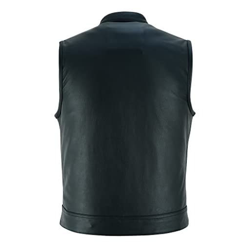Leatherick Mens Black Motorcycle Vests - SOA Club & Traditional Paisley Satin Liner Leather Biker Vests (US, Alpha, Medium, Regular, Regular, Red & Black Paisley (With Black Stitching)) - Image 2