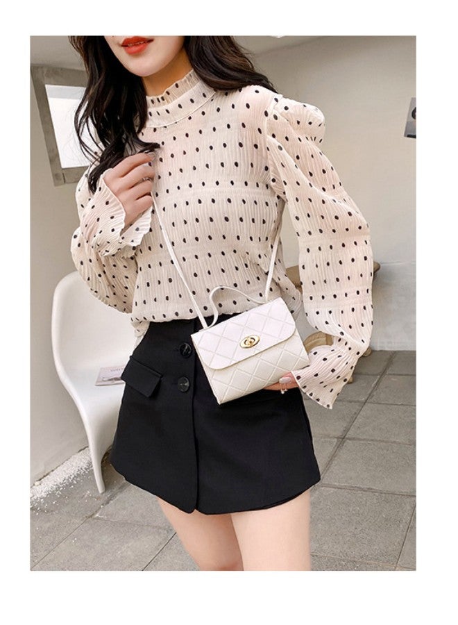 WAOKN Women's New Casual Fashion Handbag, Multifunctional Diamond Plaid Shoulder Bag Tote Bag Suitable for Ladies, College Student Stripe Small Bag Crossbody Bag Messenger Bag (White)  - Image 2