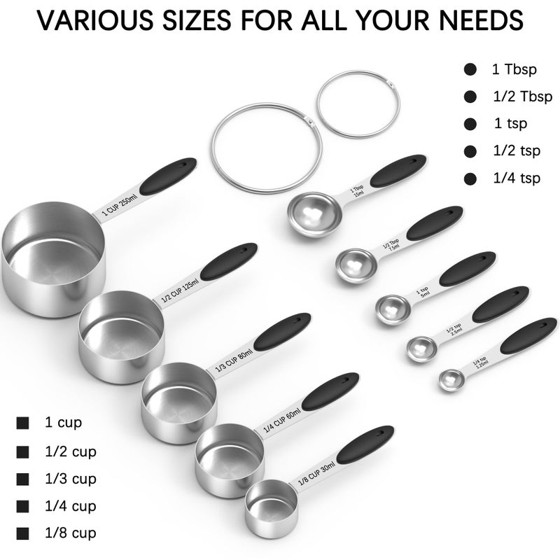 TILUCK Measuring Cups and Spoons Set, Stainless Steel, Kitchen Utensils for Cooking and Baking (10) - Image 2