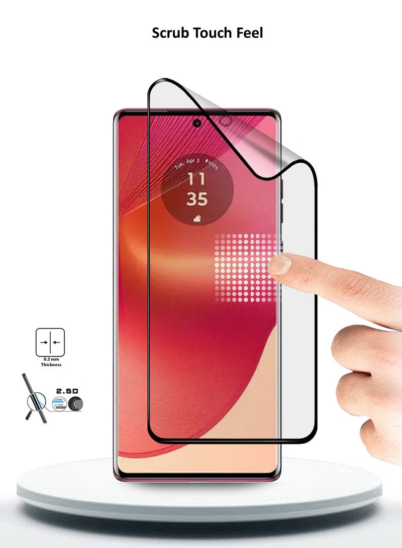 دبليو تيك موتورولا إيدج 50 فيوجن / موتورولا S50 نيو / موتورولا موتو G85 5G 2024 نانو سيراميك غراء كامل غطاء كامل واقي شاشة مرن غير لامع - شفاف / أسود - Image 4