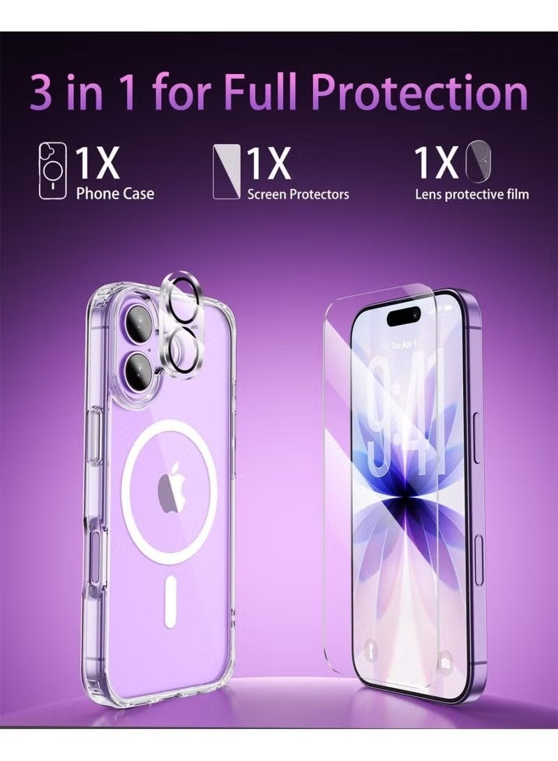 ELTRAZONE iPhone 17 6.3 Inch Clear Case with Tempered Glass Screen Protector and Camera Lens Guard Magnetic MagSafe Compatible Shockproof Anti Yellowing Full Coverage Slim Durable Protective Cover - Image 4