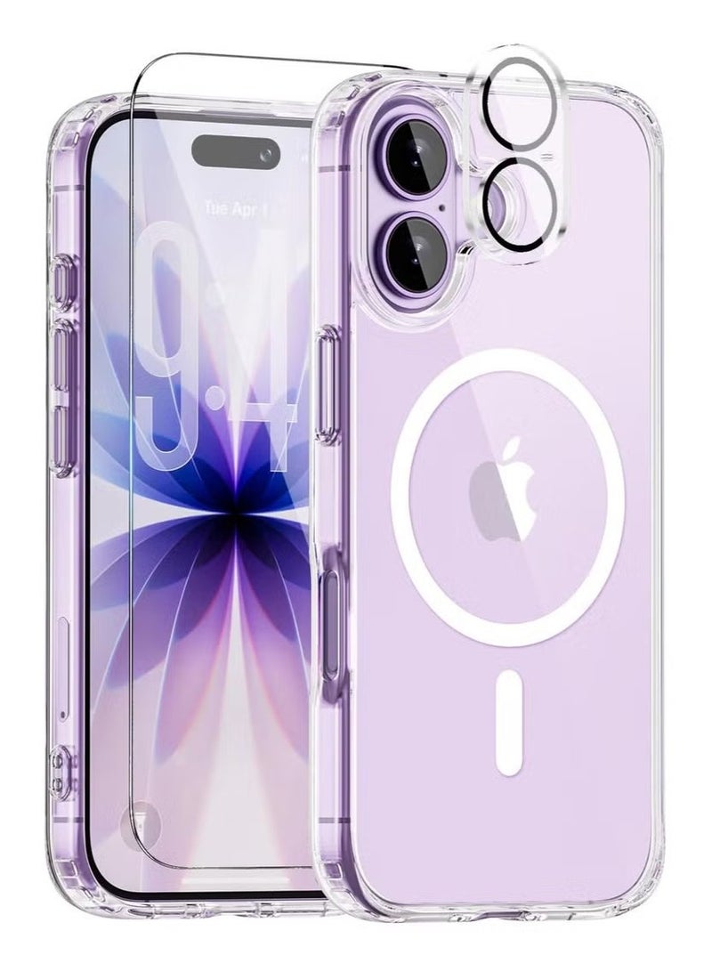 ELTRAZONE iPhone 17 6.3 Inch Clear Case with Tempered Glass Screen Protector and Camera Lens Guard Magnetic MagSafe Compatible Shockproof Anti Yellowing Full Coverage Slim Durable Protective Cover - Image 1