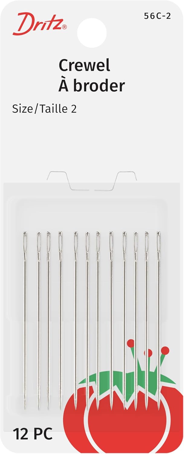 Dritz 56C2 Crewel Hand Needles Size 2 12Count Nickel - Image 1