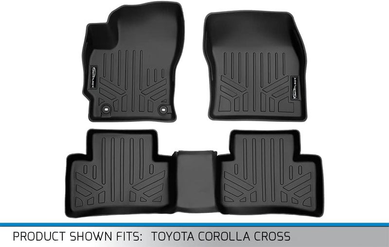 SMARTLINER Custom Fit All Weather 2 Row Black Floor Mat Liner Set for 2022-2023 Toyota Corolla Cross - Image 5