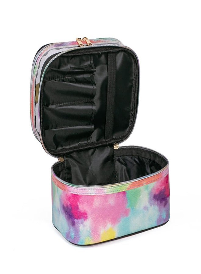FITINI 3 Pieces Makeup Bags Double Layer Travel Large Cosmetic Cases Organizer Toiletry Bags Waterproof Small Zipper Pouch for Women Makeup Brush Storage Bag,Tie Dyed - Image 4