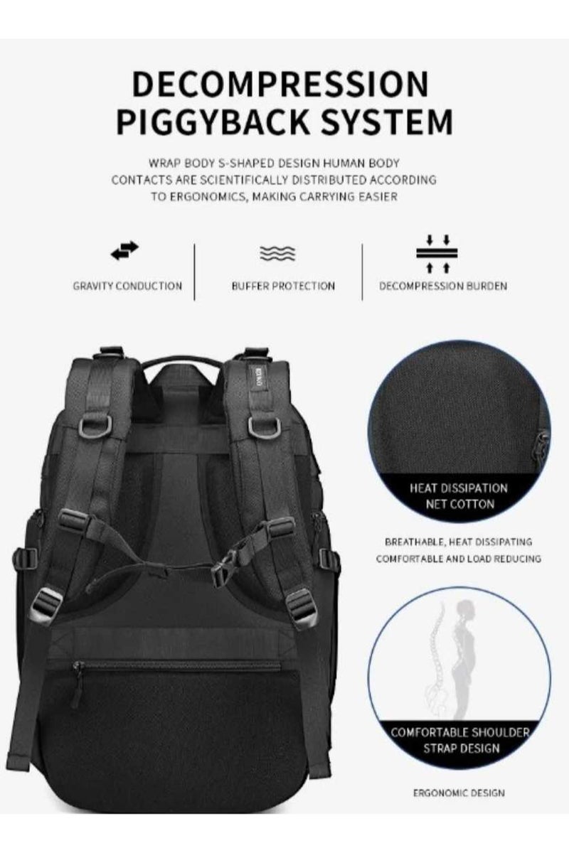 أوزوكو 9590S حقيبة ظهر للكمبيوتر المحمول – مضادة للسرقة، مقاومة للماء، مناسبة لأجهزة 15.6 بوصة، باللون الأسود - Image 5