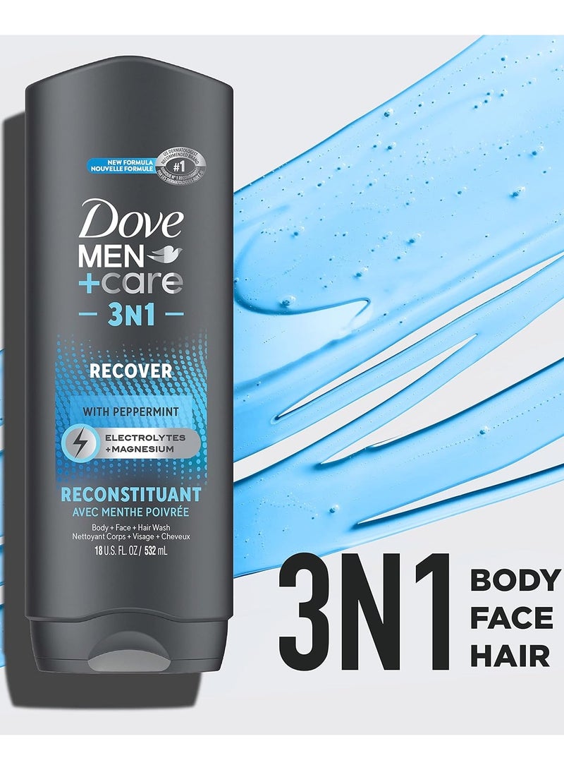 دوف من+كير دوف للرجال+العناية بعد التمرين 3 في 1 (غسول للجسم والوجه والشعر) بنكهة النعناع المضاف إليه الإلكتروليتات والمغنيسيوم 532 مل - Image 1