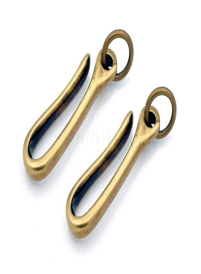 CRAFTMEMORE Japanese Fish Hook Keychain Wallet Holder Belt Clip Leathercraft Accessories 2" Long Pack of 2 (Antique Brass), Antique Brass, 2" - Image 2