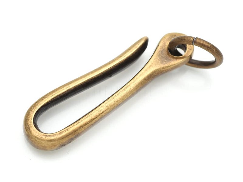 CRAFTMEMORE Japanese Fish Hook Keychain Wallet Holder Belt Clip Leathercraft Accessories 2" Long Pack of 2 (Antique Brass), Antique Brass, 2" - Image 1