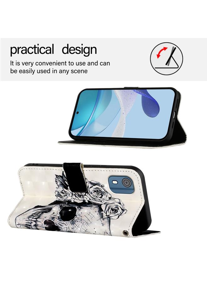 اس-توب جراب لهاتف Nokia C02 بتصميم ثلاثي الأبعاد من الجلد قابل للطي أفقيًا - Image 3